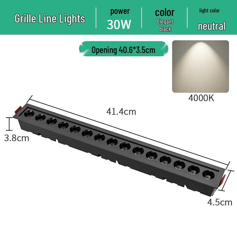 Embedded LED Linear Grille Light: Anti-Glare Rectangular Lamp for Living Room