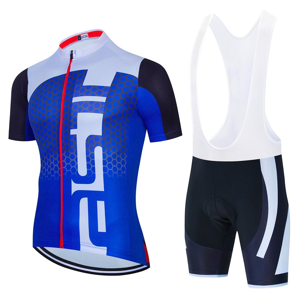 2025 Men's Team Cyhing Short Sleeve Bicycle Shirt Road  Summer Bike Suit  Wear Ropa Mcling Jersey Set Blue Clotaillot
