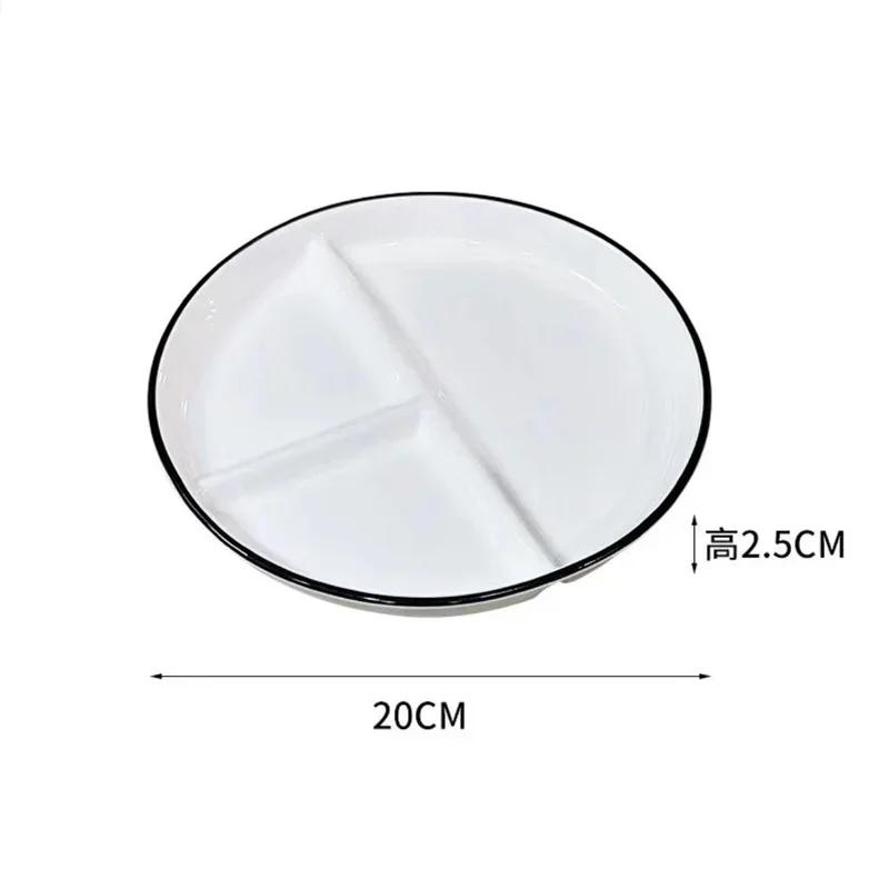 Divider Plate Ceramic Dish Serving Platter Children's Tableware Cartoon Ceramic Grid Plate for One Person Breakfast Plate Bowl