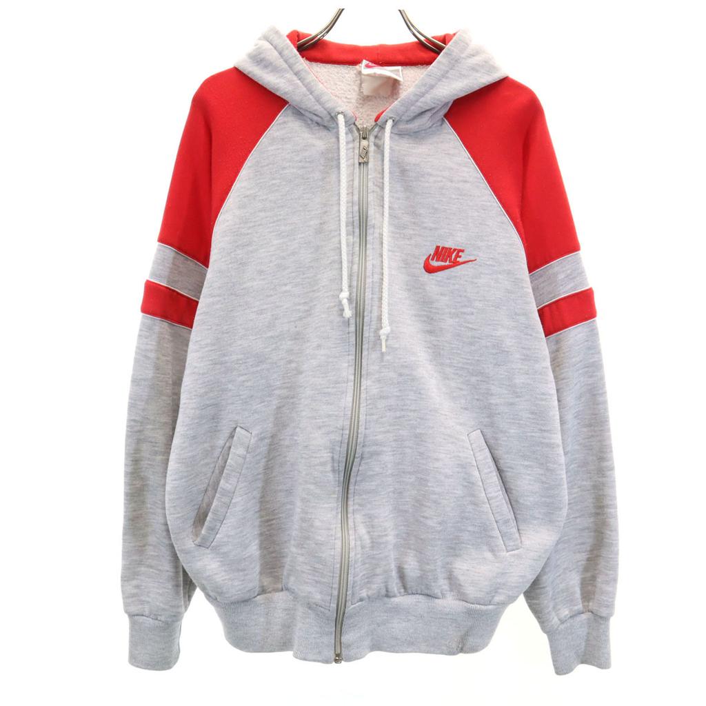 Nike 90s Old Silver Tag Long Sleeve Sweat Zip Hoodie L Gray Back Brushed Men's Used