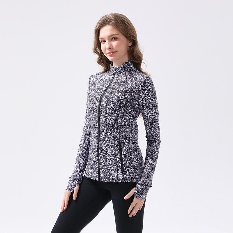 Women's Classic Stand Collar Yoga Sports Jacket - Elastic, Long-Sleeved Running & Fitness Top