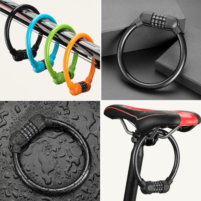 Bike Portable Code Lock Cable Anti Theft Security Resettable Combination Locks