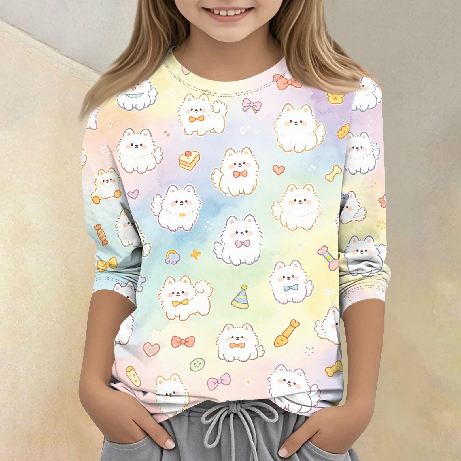 

Kids Animal Print Crew Neck Three Quarter Sleeve Casual T Shirt Soft Comfortable Fabric Suitable for Everyday Wear and Playtime 110
