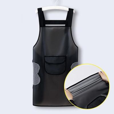 Grembiule da Cucina Impermeabile Domestico in PVC Resistente all'Olio Grembiule da Lavoro Nero Trasparente Antimacchia Grembiuli per la Pulizia