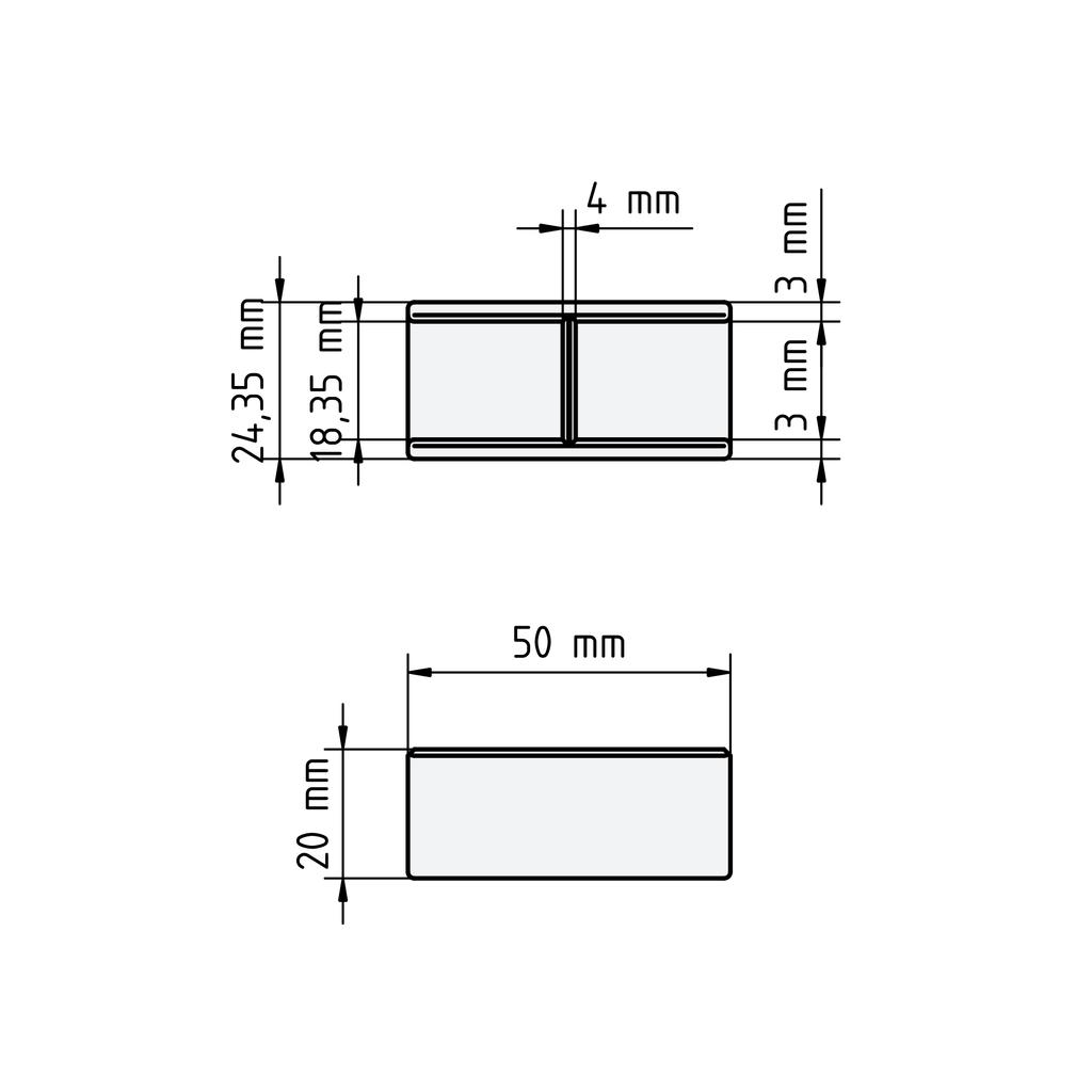 Set of 2x Carpenter' Handles for Fronts, Gap 4mm