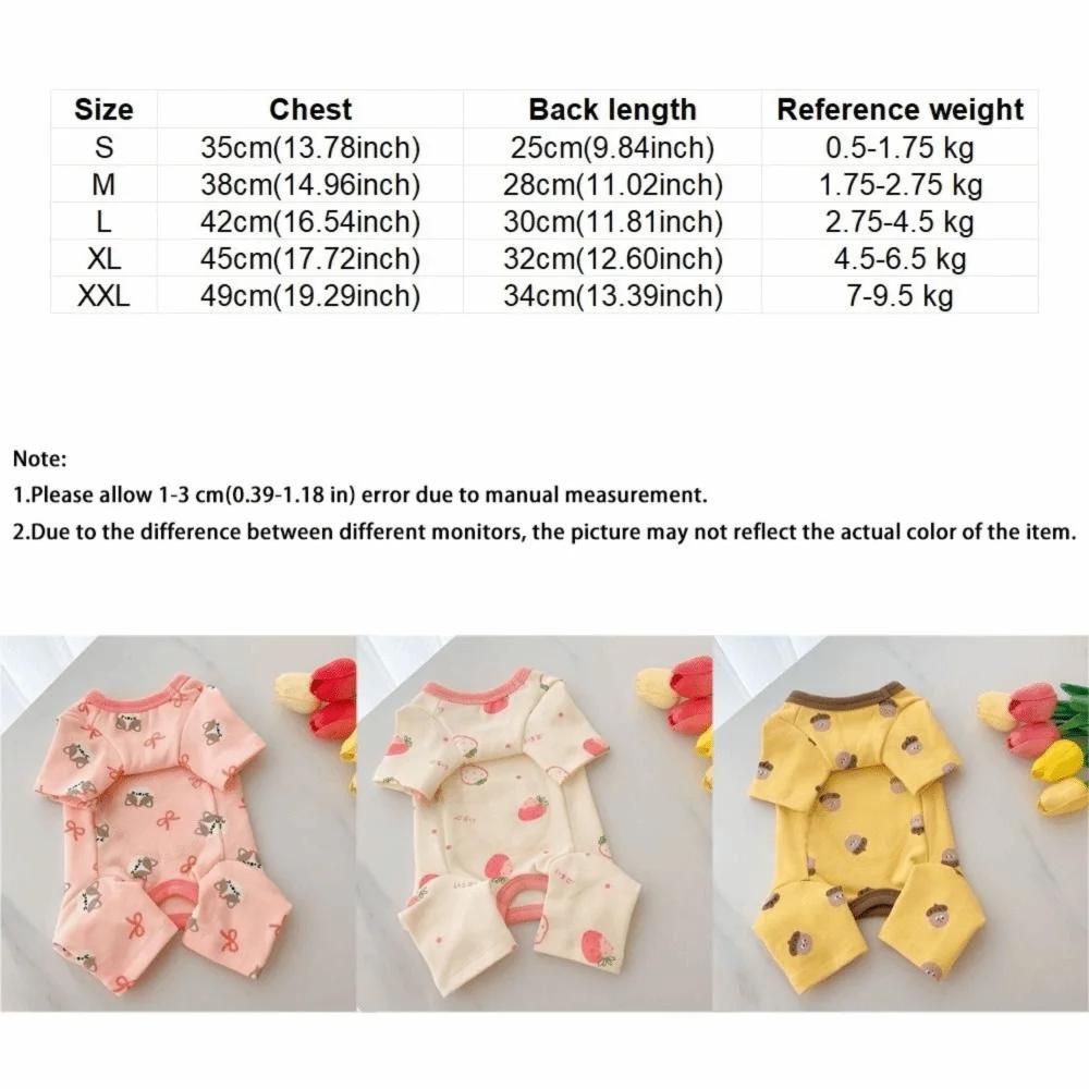 Cute Cartoon Printed Four-Legged Dog Pajamas Warm Belly-Hugging Dog Jumpsuit Comfortable Dog Home Clothing Home Sleepwear
