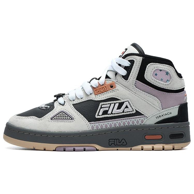 FILA FUSION Teratach Mid top Vintage Basketball Shoes Women's Black Gray (Unisex) Vintage Basketball Shoes T12W141219FBA