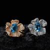 S925 Sterling Silver Natural Topaz Garnet Color Treasure Ring Women'S Fashion Trendy Flower Design Xiaohongshu