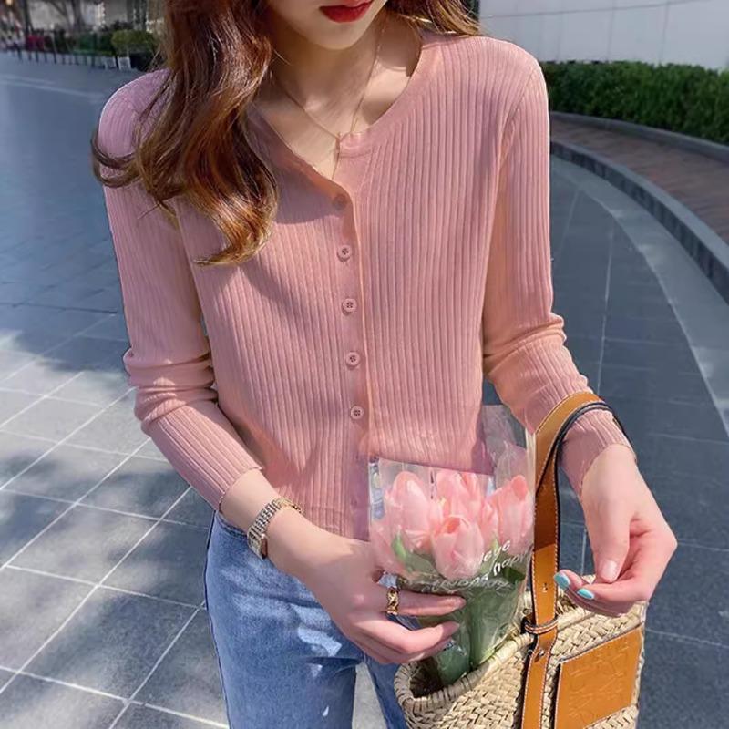 Cardigan exterior tricotat în culori solide pentru femei, de primăvară și toamnă