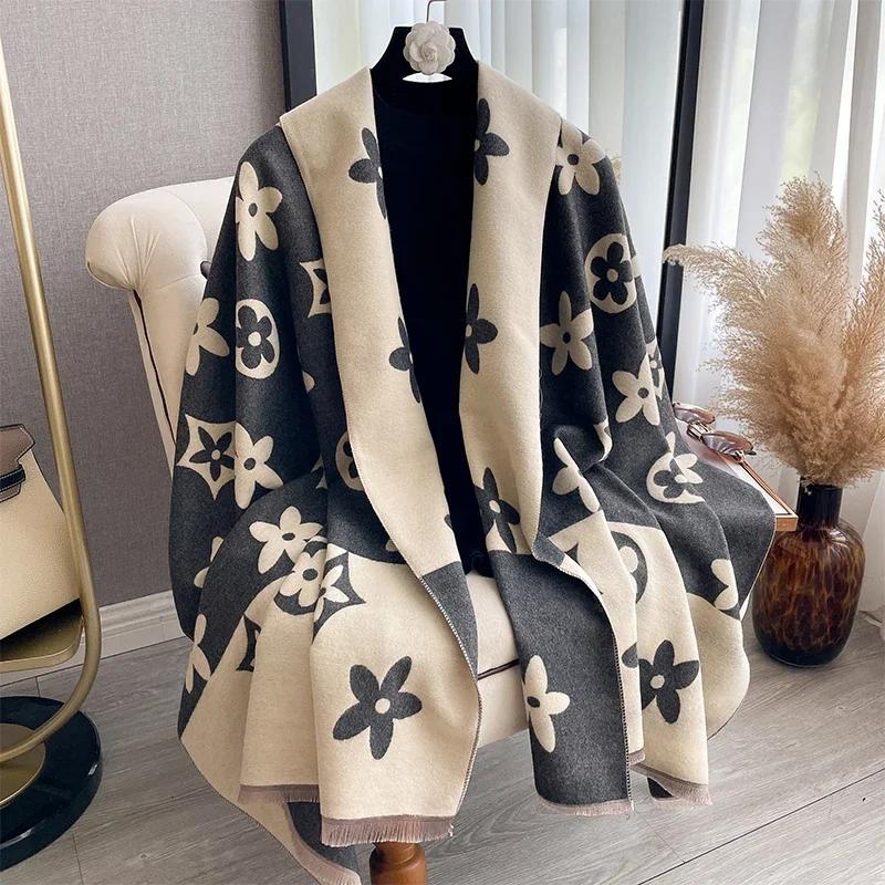 

2025 Elegant Jacquard Design Scarf for Women Cashmere Soft Warm Fringe Shawl Autumn Winter Windproof Blanket Scarf Scarves