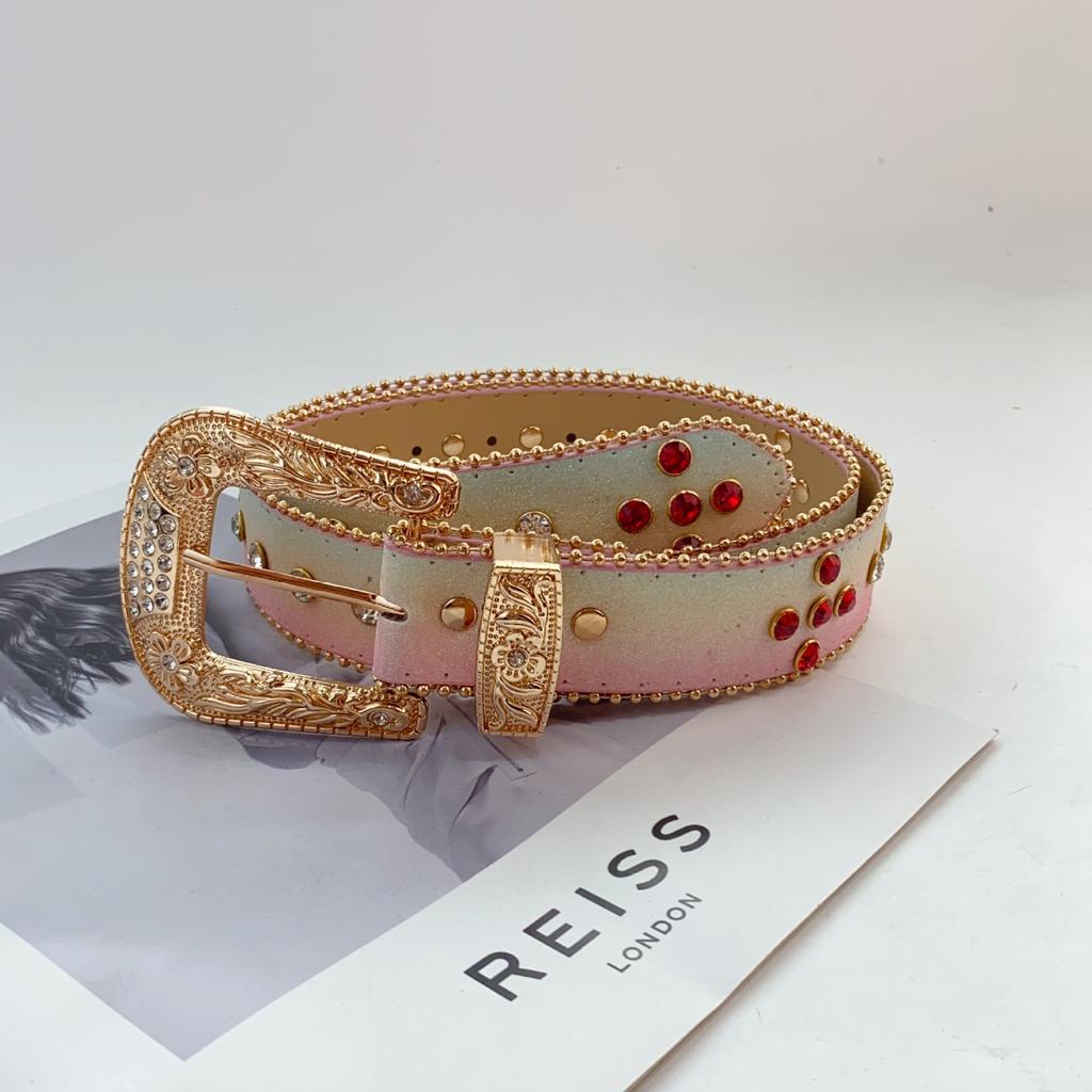 Rhinestone Belt Women'S Decorative Belt Accessories Summer Belt Sequins Color Niche With Jeans Belt