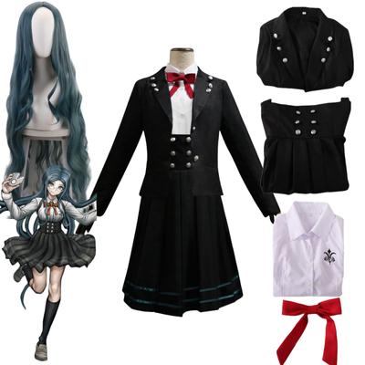 Anime Danganronpa V3 Shirogane Tsumugi Cosplay Schule Mädchen Uniform perücke Kleider full set Halloween Karneval Party Kostüme