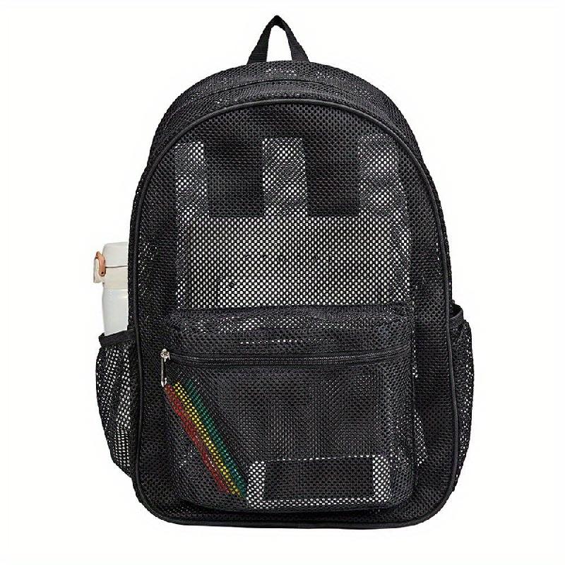 

Простой рюкзак из сетки, сумка для пляжа для путешествий на открытом воздухе, модный студенческий школьный рюкзак 43x34x14cm чёрный