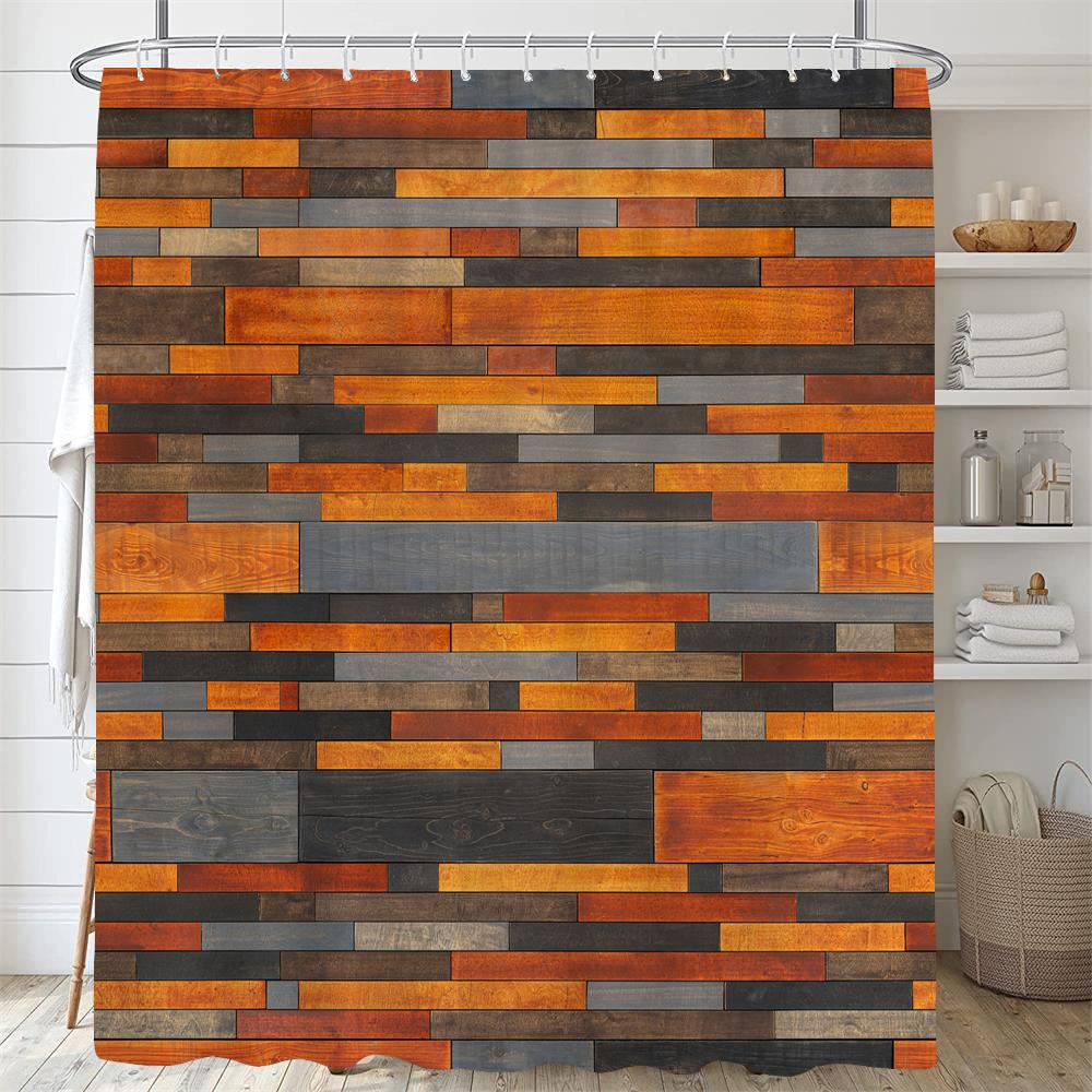 Rural Brick Wall Printed Shower Curtain Mildew Washable Curtain with Hooks Bathroom Decorative Curtain Rocks 3D Shower Curtains