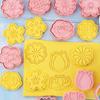 8 PCS Flower Shaped Biscuit Mold PP Material Frosting Cookie Molds Push-type Household Baking Cookie Cutter for Children