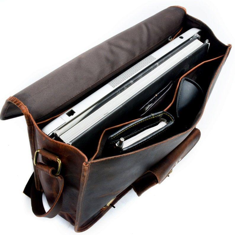 Handmade Buffalo Leather Laptop Messenger Bag: Full-Grain Computer Bag