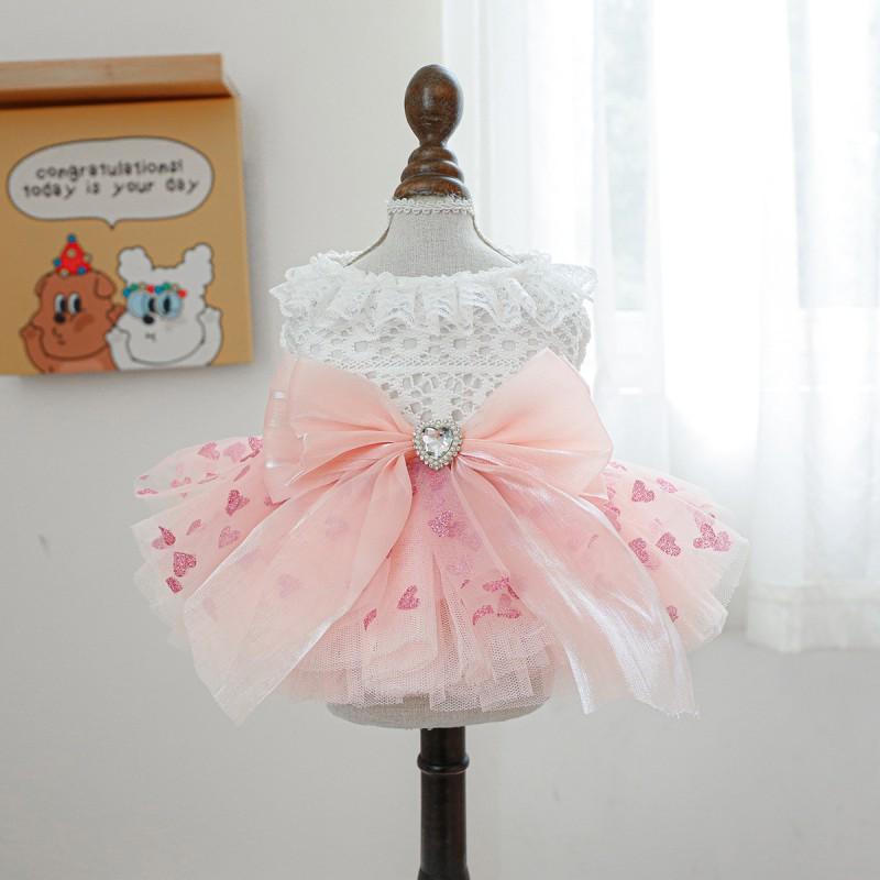 PETCIRCLE Valentines Day Pet Dress Red White Plaid Princess Tulle Skirt Cats Dogs