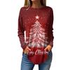 Dame Løs Rund Hals Juleprint Langermet T-skjorte Topp Genser