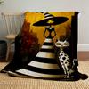 1pc witch, cat Outdoor Flannel Blanket Soft Warm All-Season Throw for Sofa Bed Car Camping Office, Cozy Gift Idea1148S