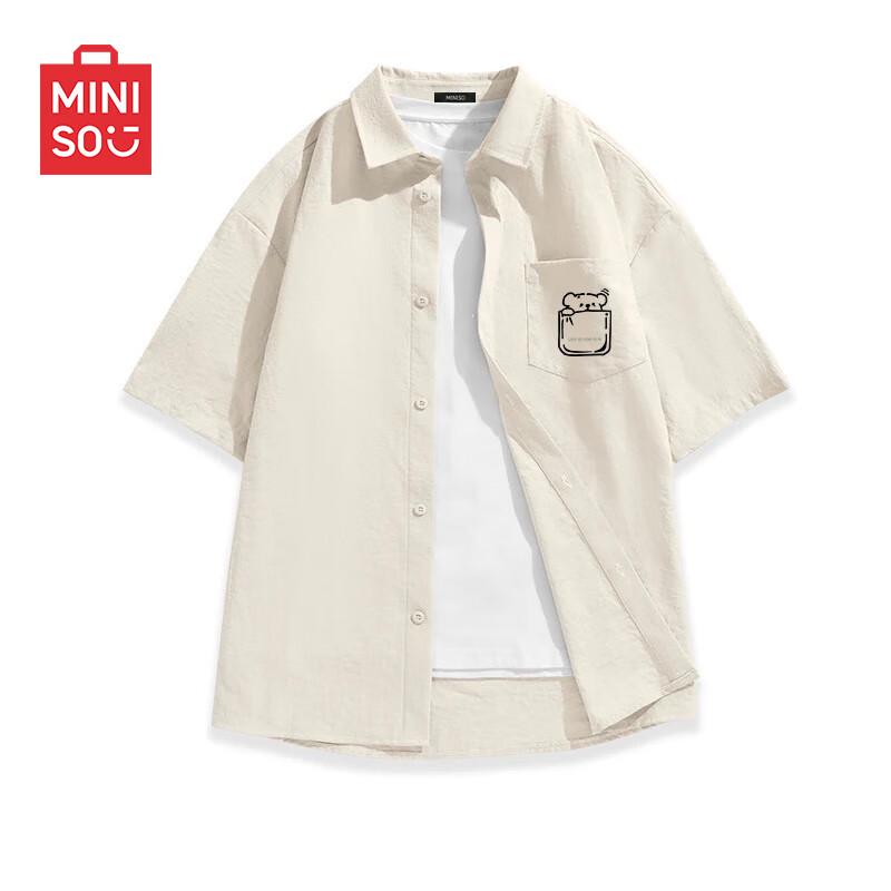 MINISO Мужская повседневная рубашка с коротким рукавом из ледяного шелка M
