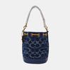 [Pre-Owned] Signature 14 Classic Logo Detachable Shoulder Strap Fabric And Leather Bucket Bag Mini - Excellent #158BI4K