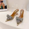 Xibeilove  Summer New Women's Fashion Pointed Transparent PVC Bowknot Rhinestone High Heel Sandals