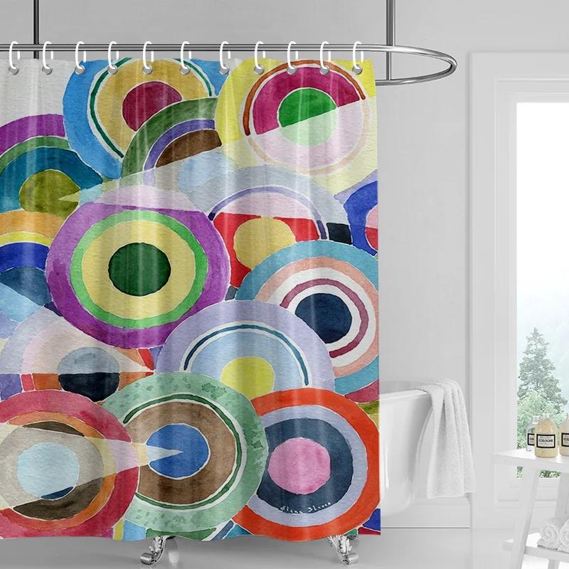 

Watercolor Circles Shower Curtain - Vibrant Multicolor Dots on White, Waterproof with Grommets, Playful Bathroom Decor W90xH180cm