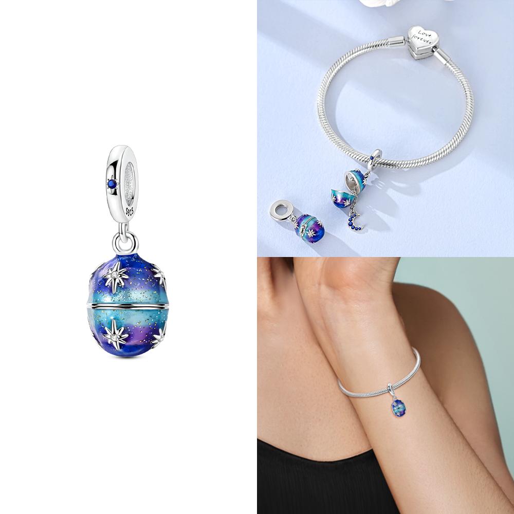 Broken Bird Egg Dragon Eggs In Blue Ice Beads Charms Fit Bracelet Diy Friend Gift Children'S Day Diy Necklace Women