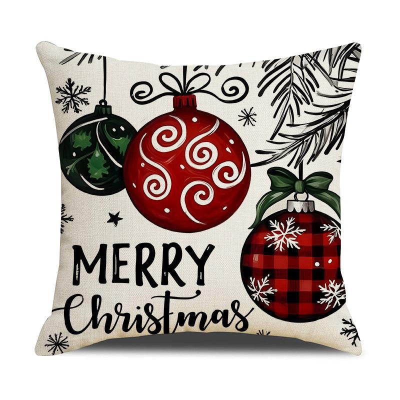 Cartoon Print Snowman Pillow Cover Christmas Party Decoration Sofa Cushion Car Back Seat Cushion Cover
