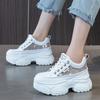 Fashion 8cm Air Mesh Genuine Leather Comfy Hollow Women Chunky Sneaker Ankle Boots Summer Platform Wedge Flats Breathable Shoes