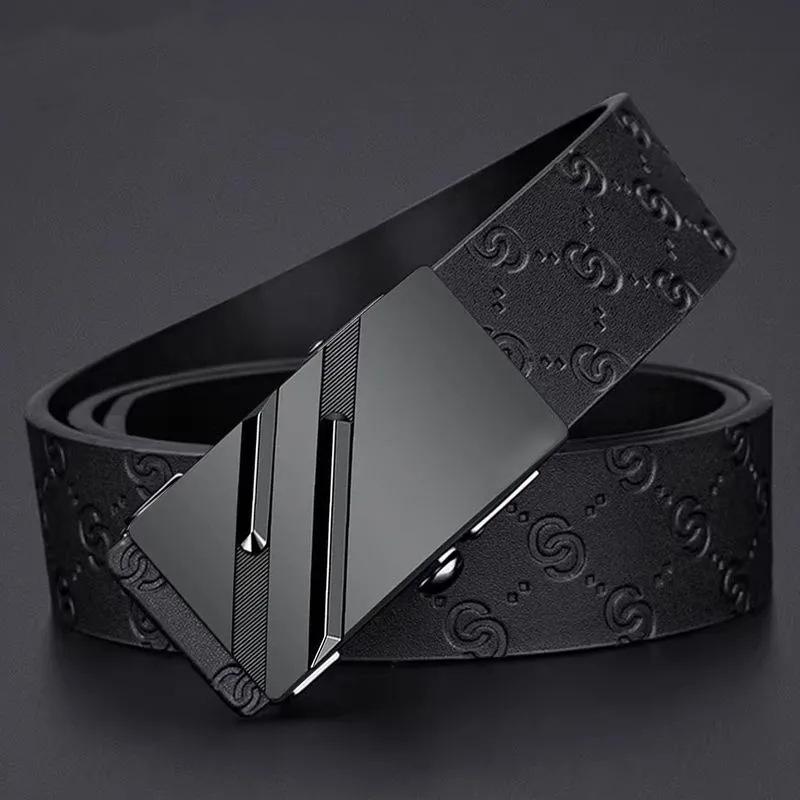 Belt Men'S High-End Leather Casual Business Simple Men'S Automatic Buckle Belt Cowhide Versatile Middle-Aged And Young People Belt