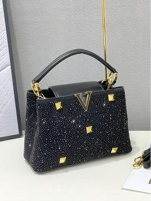 2025 Sommer Luxus V-förmige mit Diamanten besetzte Kelly Handtasche: Damen Umhängetasche