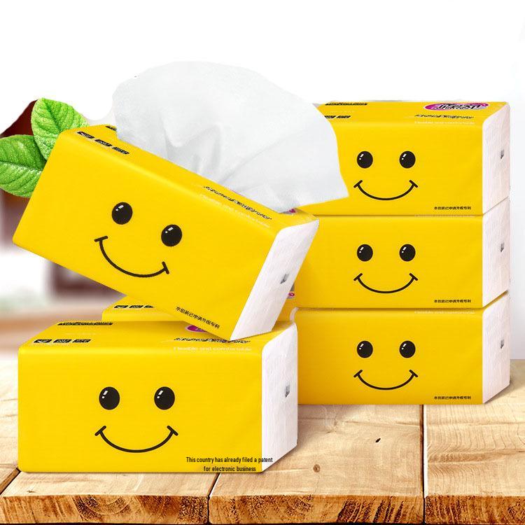 Smiling Face 4-Ply Facial Tissue, 300 Sheets - Ideal for Home, Restaurant, and Kitchen Use