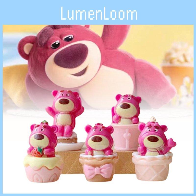 Cute Strawberry Bear Resin Collectible Delightful Pink Bear Micro Garden Dcor