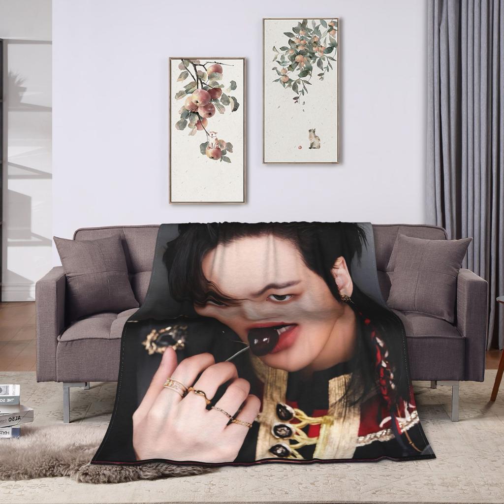 Seonghwa Kpop Ateez Band Plush Blanket Child Flannel Throw Blanket For Outdoor Warm Soft Custom Quality Bedspread Gift