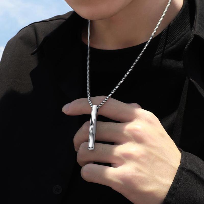 Men's Necklace Spiral Pendant INS Trendy Minimalist Personality Copper Color Stainless Steel Chain Hip-hop Jewelry Party Gifts