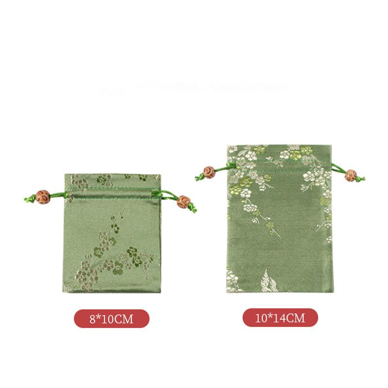 5/10 Pcs Flower Embroidery Wedding Gift Bags  Year Traditional Brocade Drawstring Storage Pouches Fabric Package 8x10/10x14cm