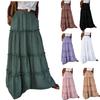 Women’s Tiered Maxi Skirt High Waist Eyelet Embroidered Long Skirt Elastic Waistband Flowy A Line Casual Skirt