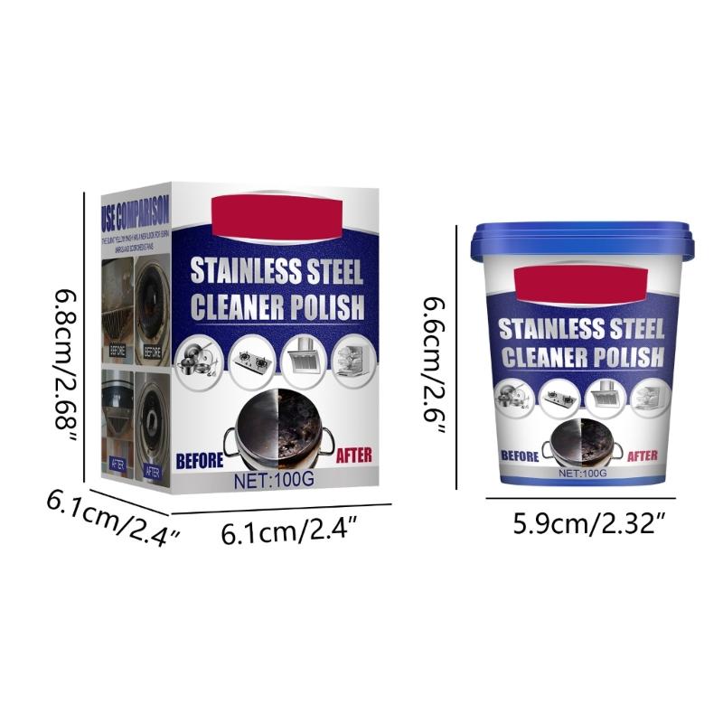 Pulitore per Pentole Acciaio Inossidabile Pasta Pulente Rimuove Macchie da Pentole Padelle Crema Pulente per Elettrodomestici Unti 100g