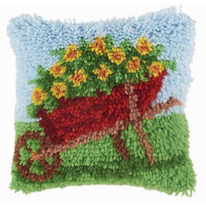 Latch Hook Rug Kits Pillowcase Flower Plants Series Pillow Material Package Handcraft Latch Hook Kits Embroidery Cushion Decor