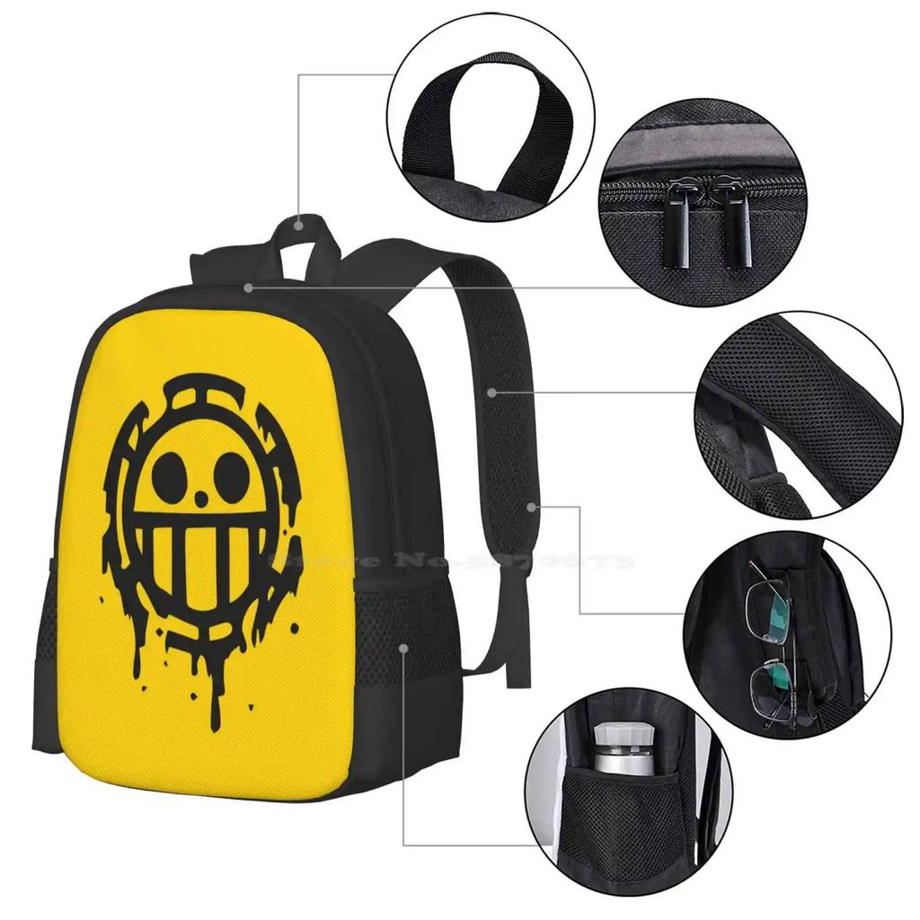 Trafalgar D. Water Law Pattern Design Laptop Travel School Bags Trafalgar D Law Trafalgar D Water Law Trafalgar Law Monkey D