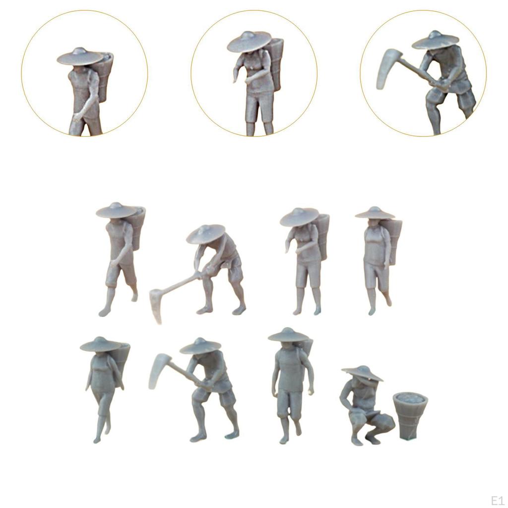 8x 1/87 Scale Farm Keeper Model Play Figure Collectible Resin Character Tiny People for