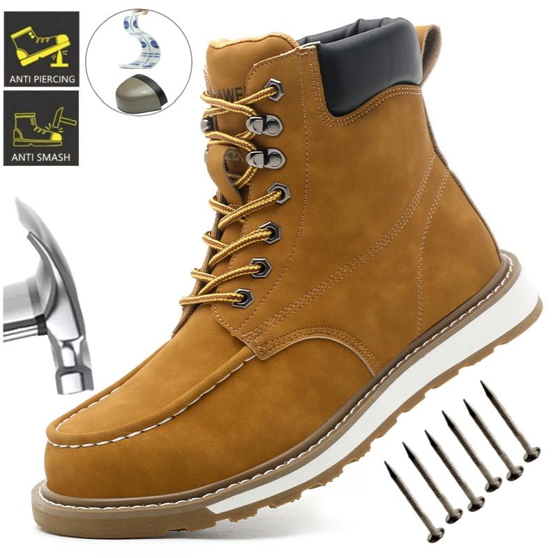 Safety Boots for Men Indestructible Steel Toe Work Boots Anti-smash Stab-resistant Safety Shoes Biker Botas Para Hombre Boots