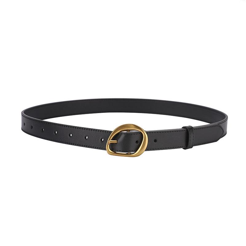 New Hole Punching Pin Buckle Fresh Women with Girls' Belt Formal Decoration Slim Korean Cowhide Belt