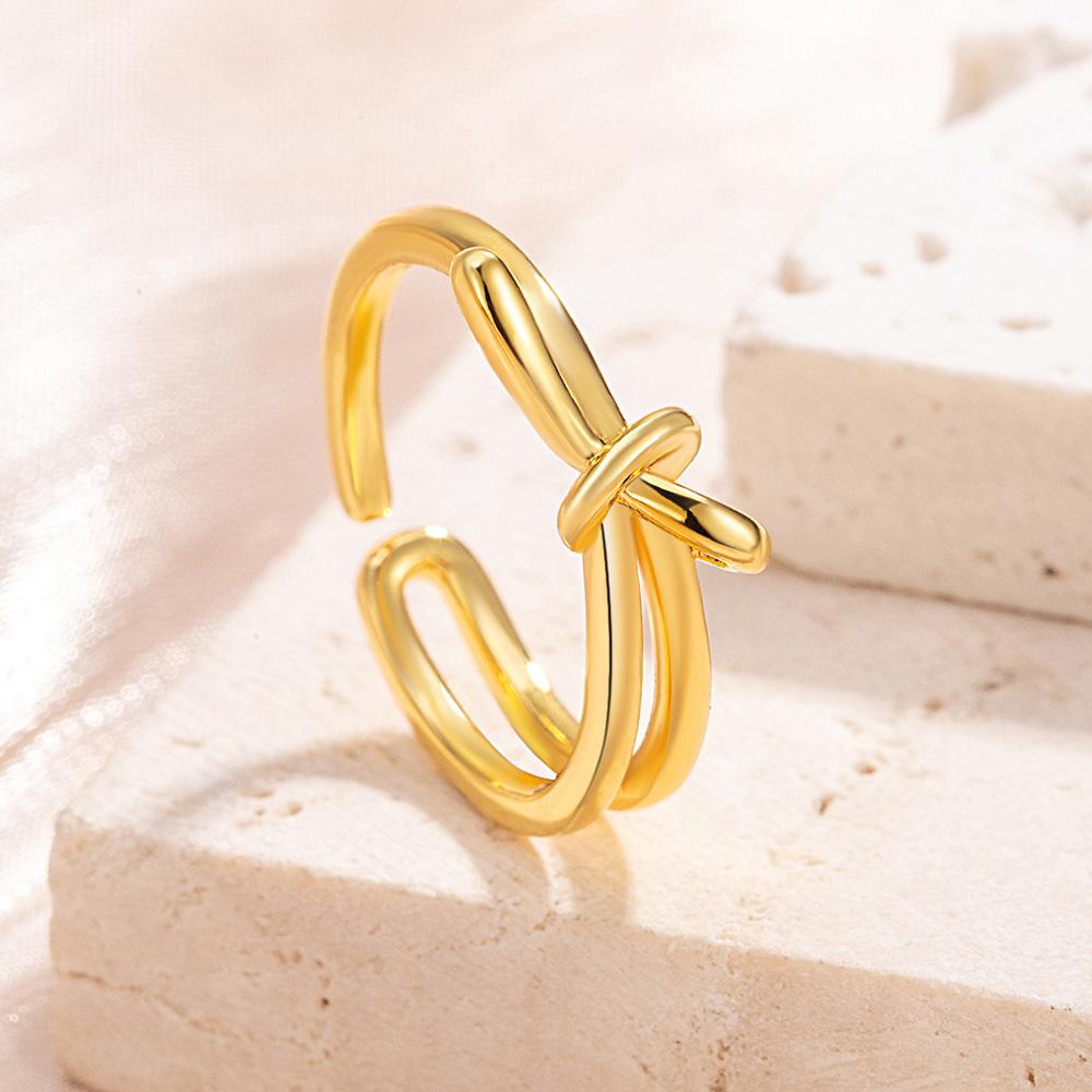 925 Sterling Silver Double Knot Finger Rings For Women Wedding Engagement Gift Party Charm Jewelry