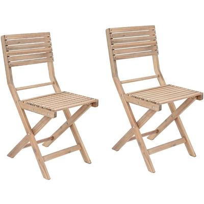A Set of Two Folding Chairs Made of Exotic Acacia