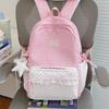 Schoolbag Milk Fufu Plaid Corrugated Lace Heart Travel Small Backpack Sweet Wind Student Party Big Sweet Bag