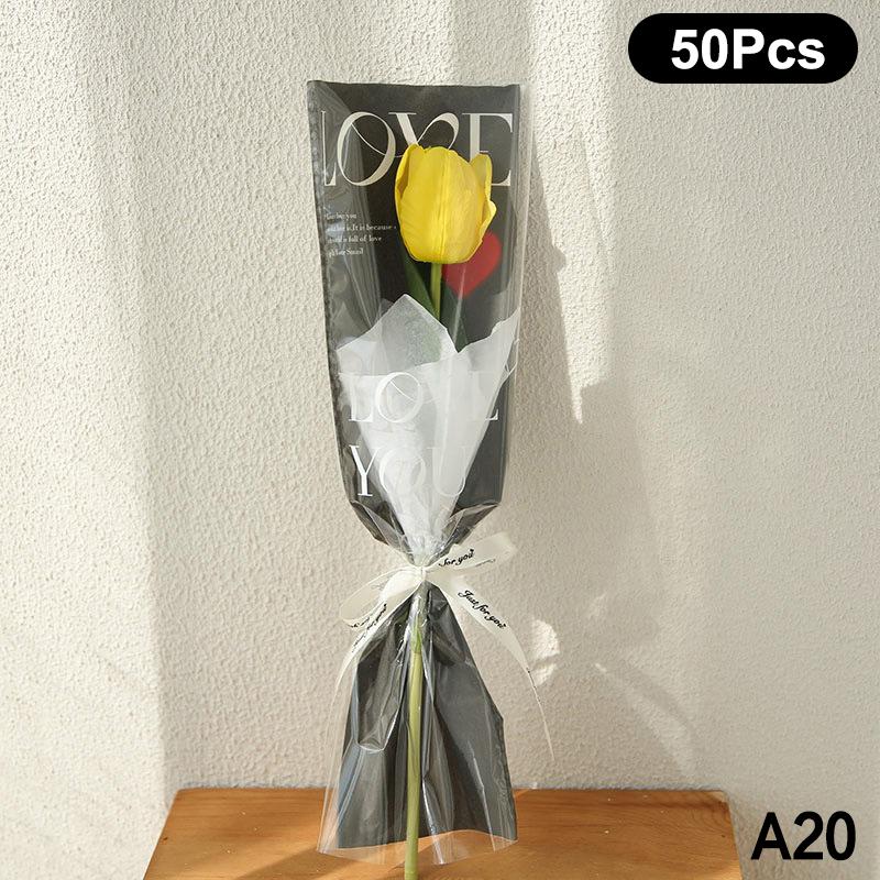 20/30/50Pcs Colorful Flower Wrappers Transparent Bag For Bouquet Flower Wrapper Waterproof Diy Gift Flower Decoration
