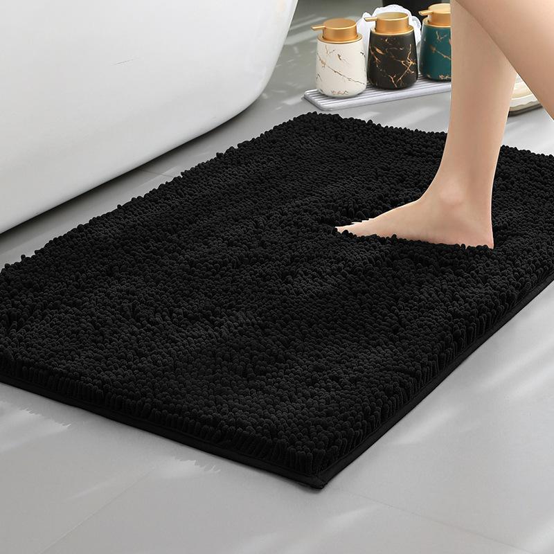 Chenier Thickened Solid Color Bathroom Floor Mat, Bathroom Non-Slip Foot Mat, Household Bathroom Door Absorbent Dirt-Resistant Carpet