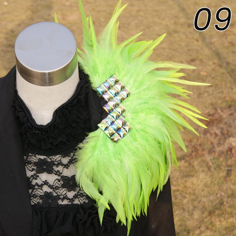 Bright Shining Gothic Women Natural Feather Epaulet Shrug Shoulder Strap for Halloween Carnival Costume Clothing Accessory
